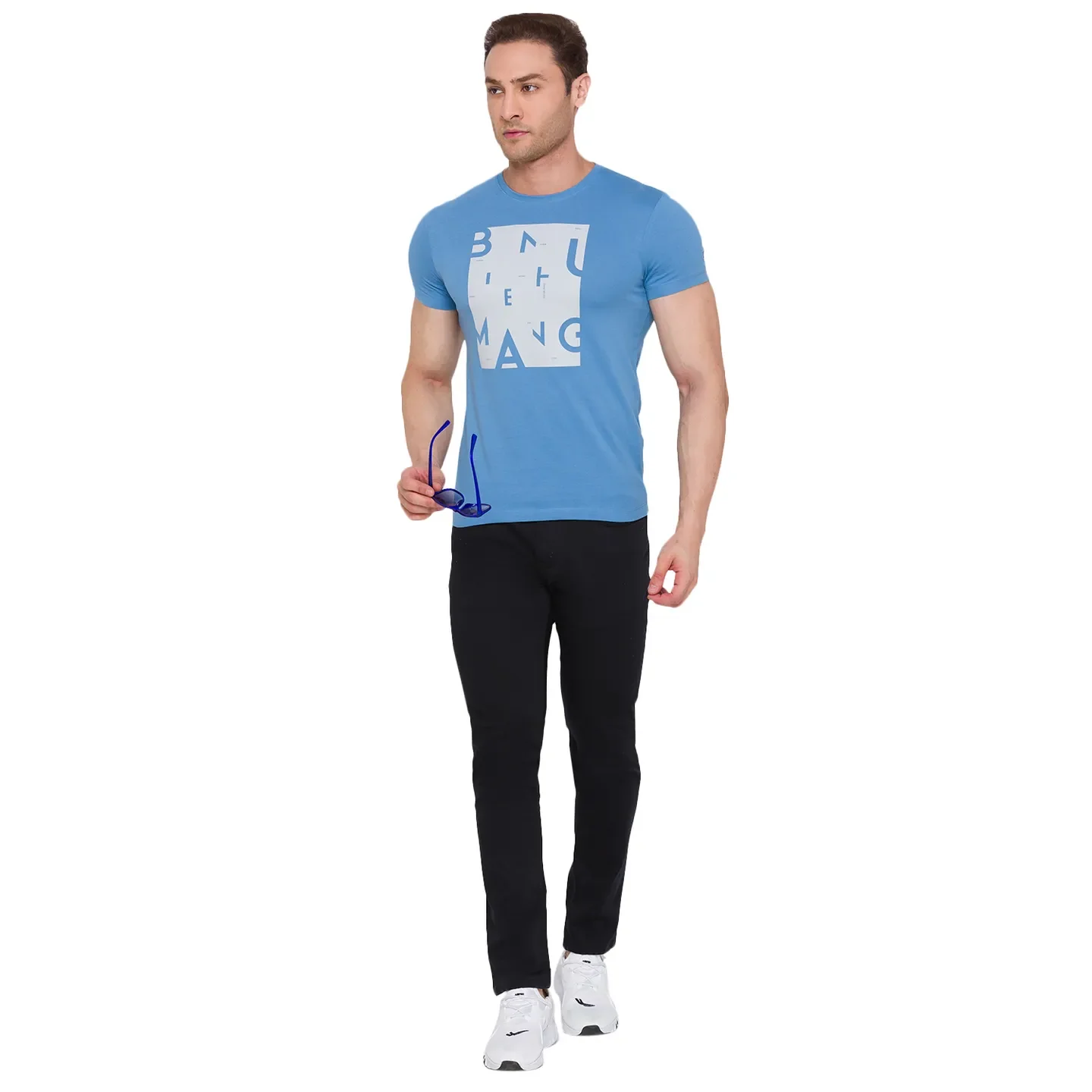 Blue Regular Fit Men's Short Sleeves T-Shirt by Being Human Clothing - Image 6
