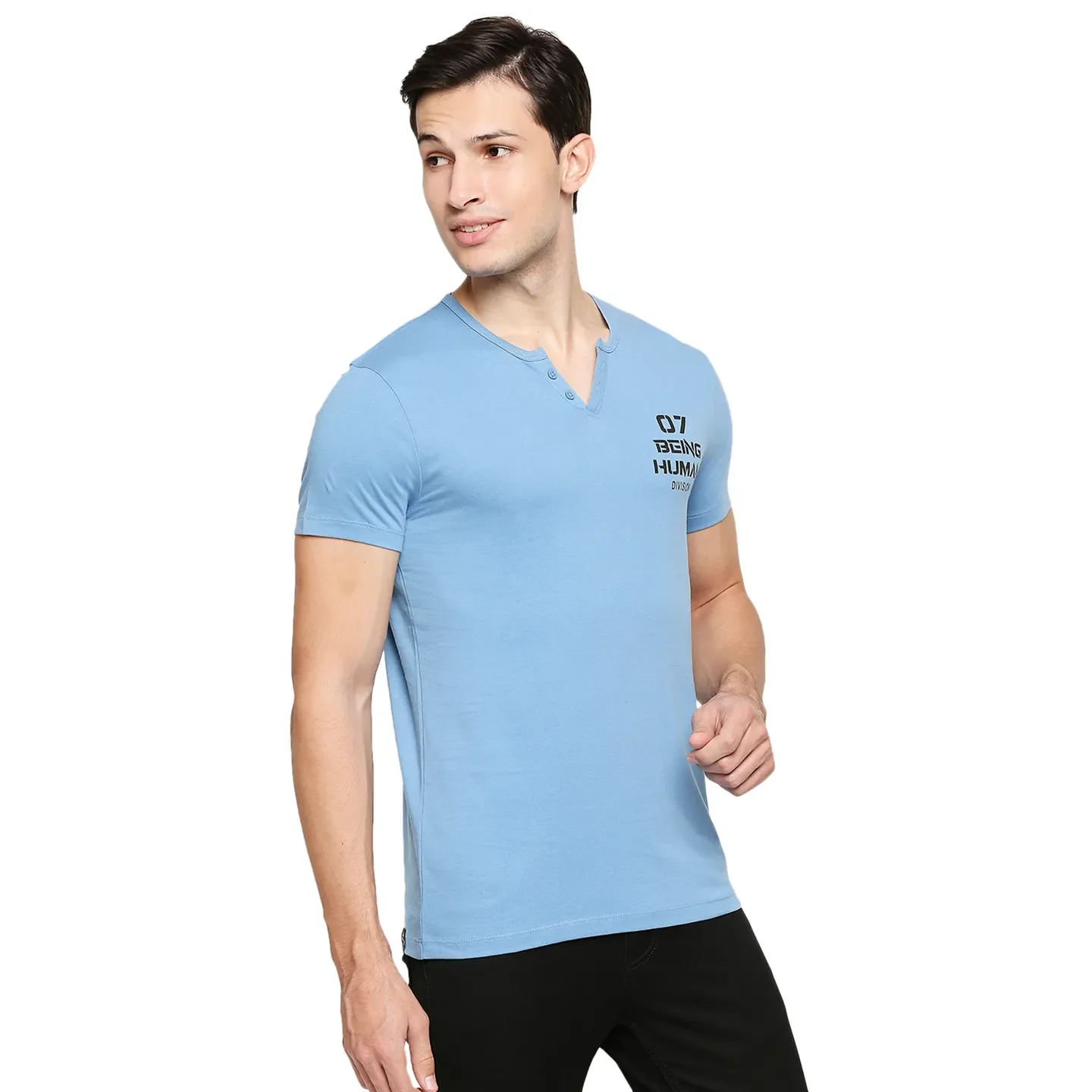 Blue Regular Fit Men's Short Sleeves T-Shirt by Being Human Clothing - Image 3