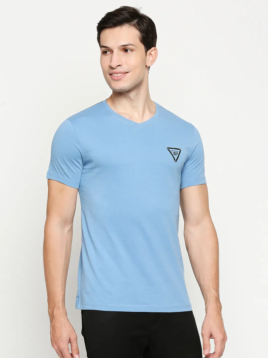 Blue Regular Fit Men's Short Sleeves T-Shirt by Being Human Clothing - Image 3
