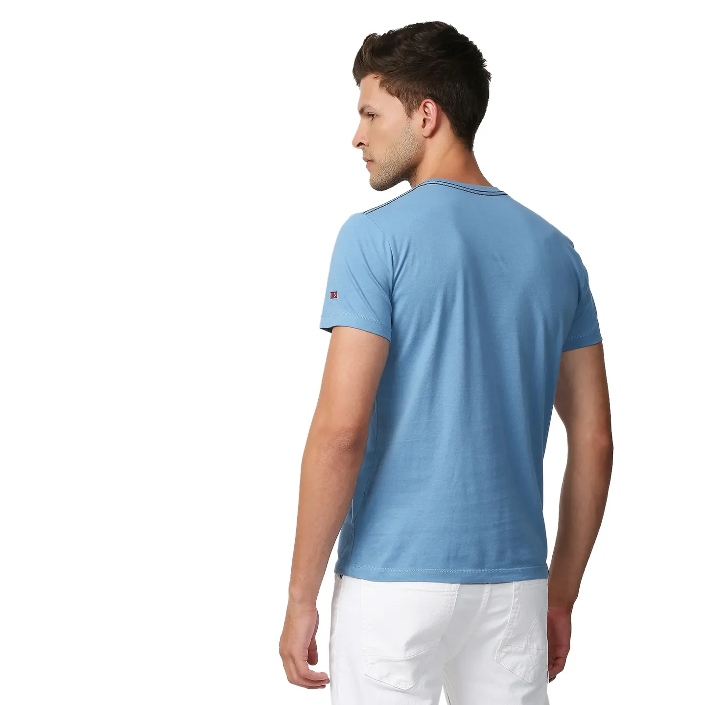 Blue Regular Fit Men's Short Sleeves T-Shirt by Being Human Clothing - Image 4