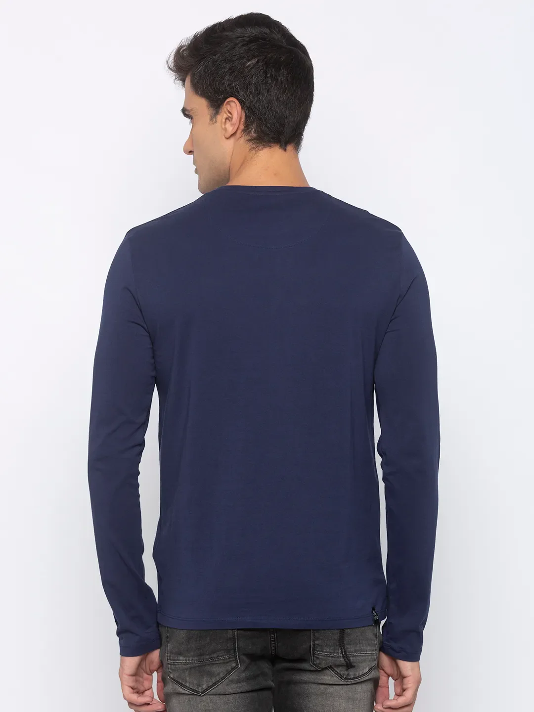 Blue Regular Fit Men's Long Sleeves T-Shirt by Being Human Clothing - Image 3