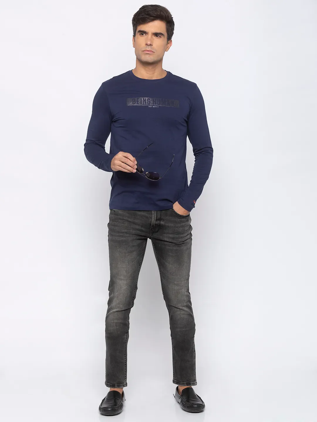 Blue Regular Fit Men's Long Sleeves T-Shirt by Being Human Clothing - Image 5