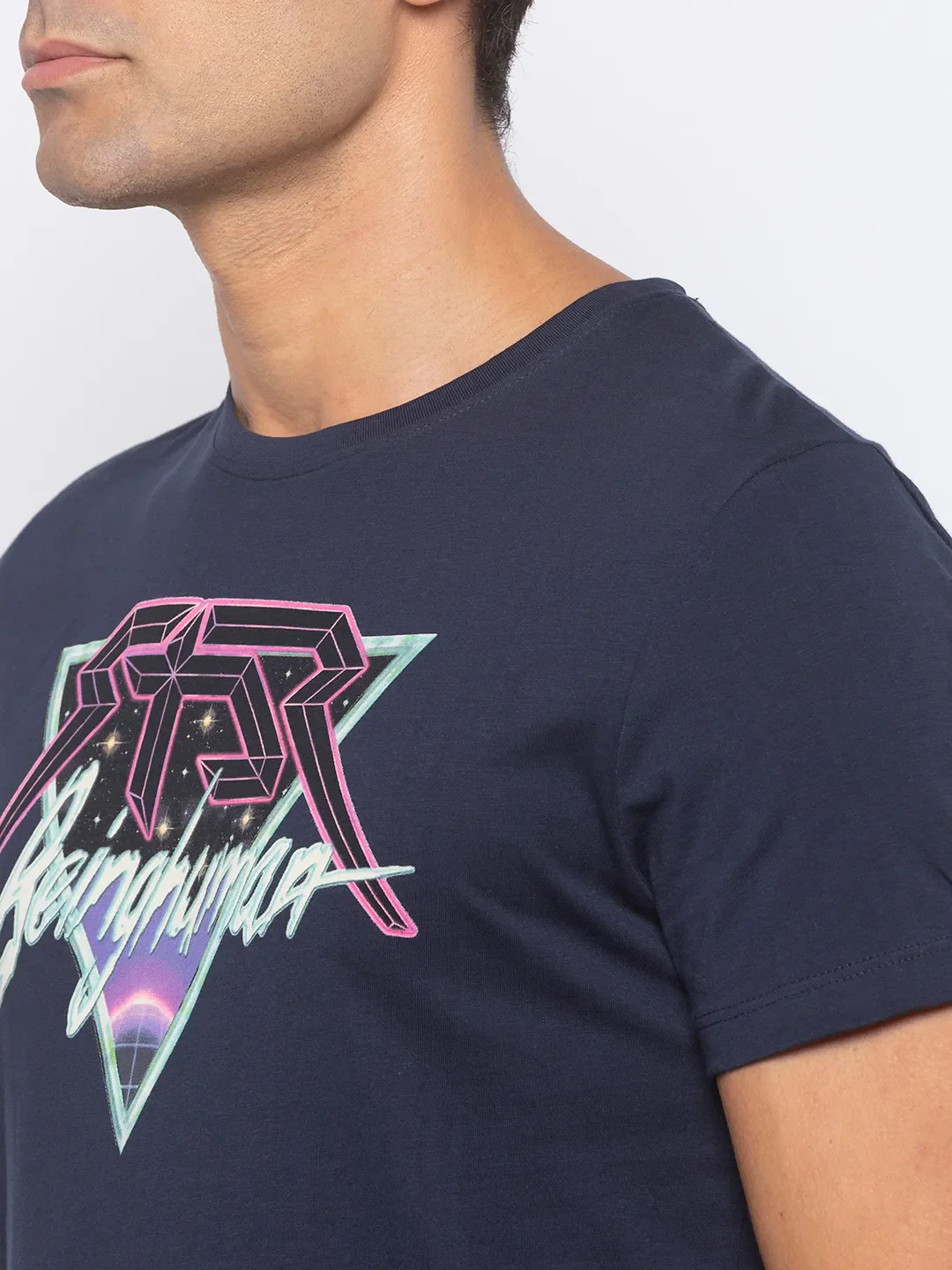 Blue Night Regular Fit Round Neck Men's T-Shirt by Being Human Clothing - Image 4