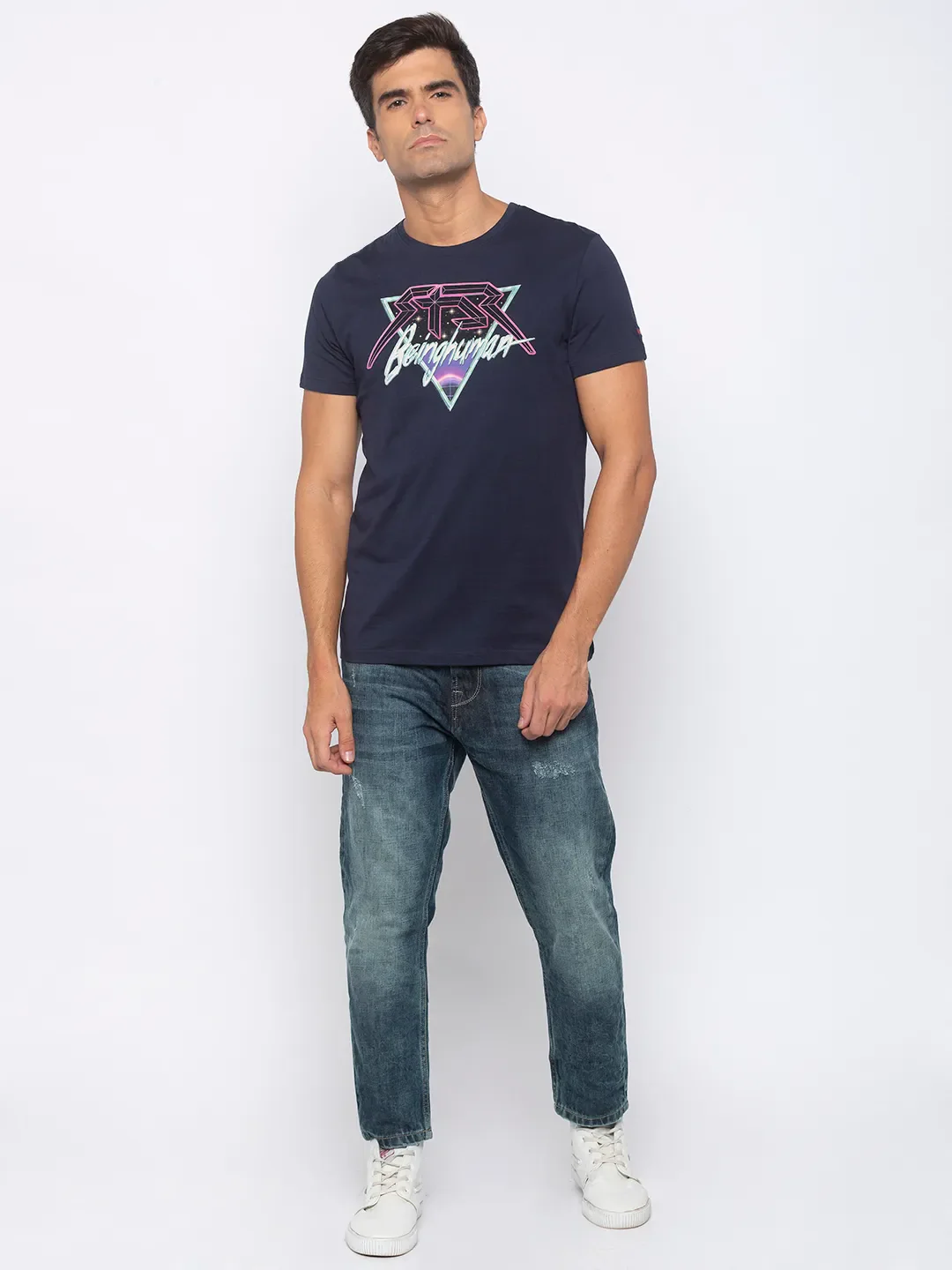 Blue Night Regular Fit Round Neck Men's T-Shirt by Being Human Clothing - Image 5