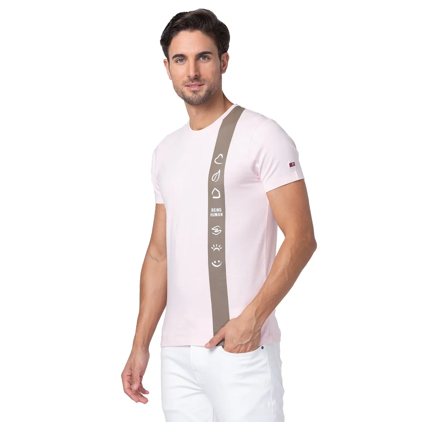Pink Regular Fit Men's Short Sleeves T-Shirt by Being Human Clothing - Image 4