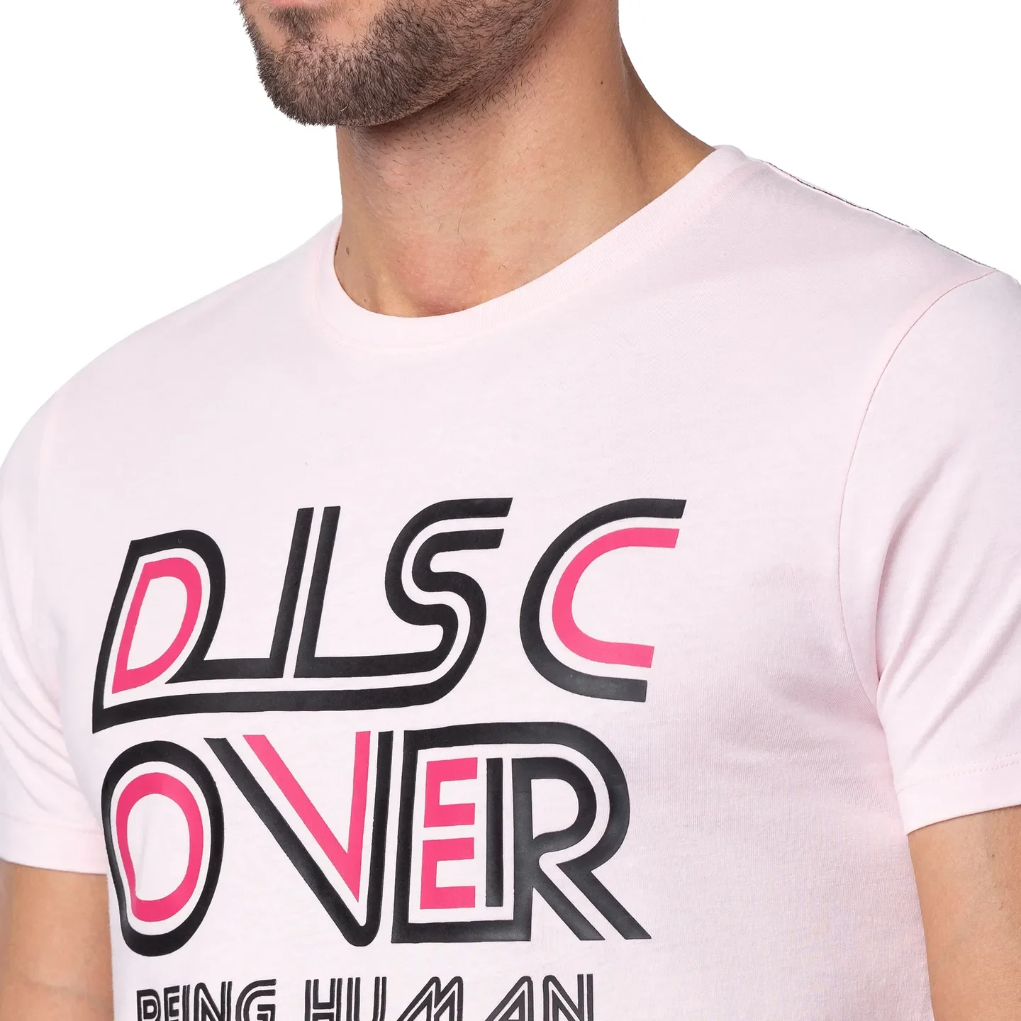 Pink Regular Fit Men's Short Sleeves T-Shirt by Being Human Clothing - Image 5