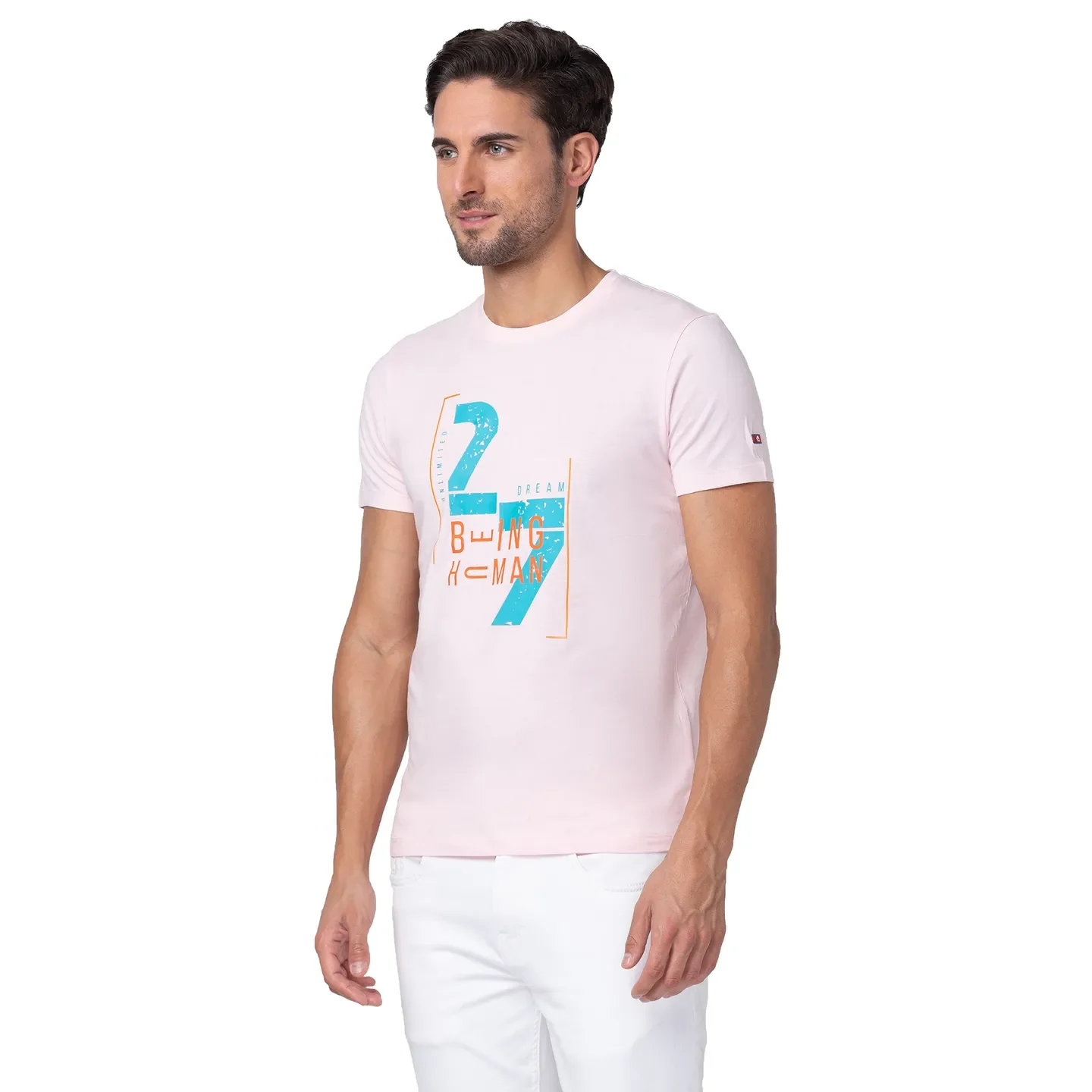 Pink Regular Fit Men's Short Sleeves T-Shirt by Being Human Clothing - Image 4