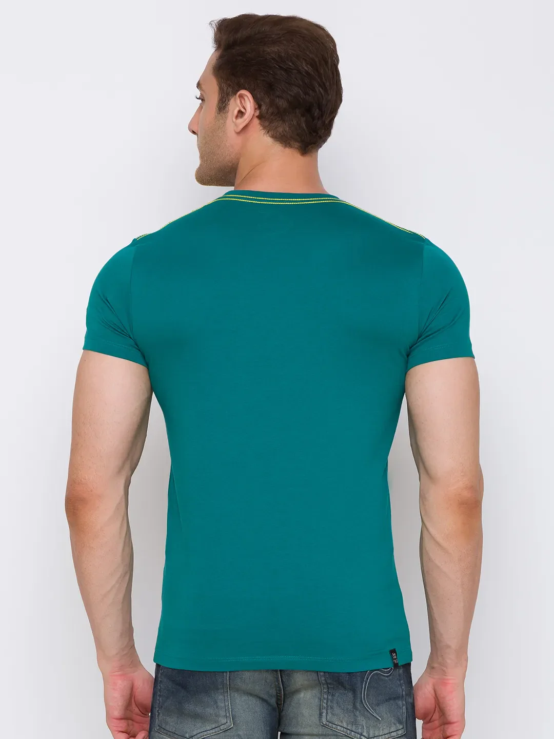 Green Regular Fit Men's Short Sleeves T-Shirt by Being Human Clothing - Image 3