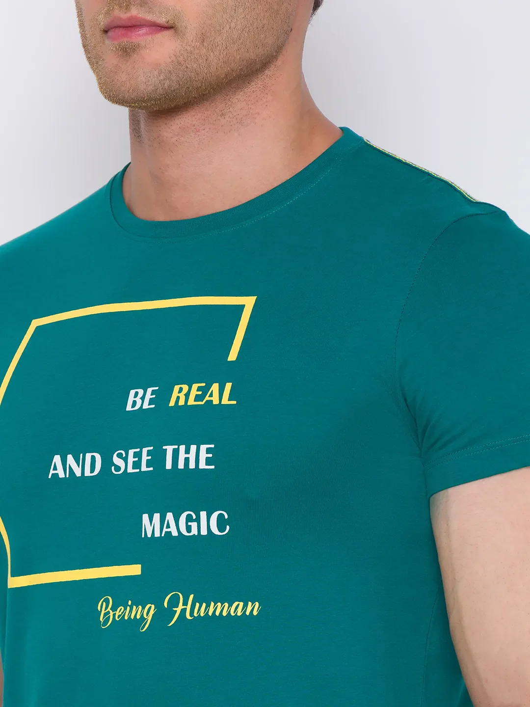 Green Regular Fit Men's Short Sleeves T-Shirt by Being Human Clothing - Image 5