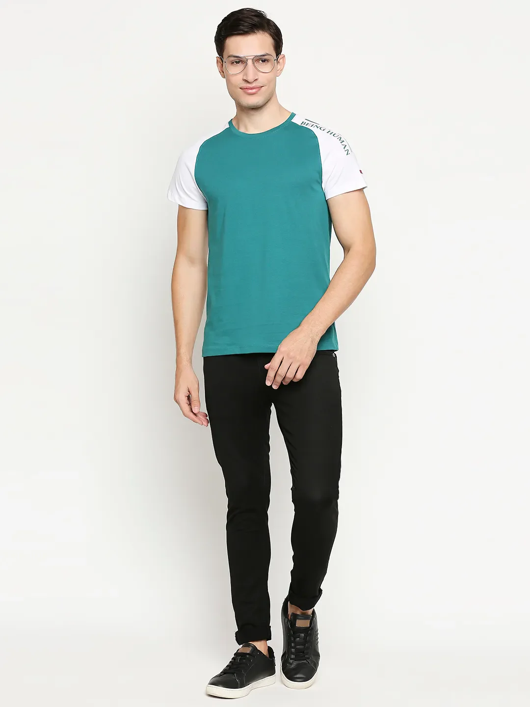 Green Regular Fit Men's Short Sleeves T-Shirt by Being Human Clothing - Image 6