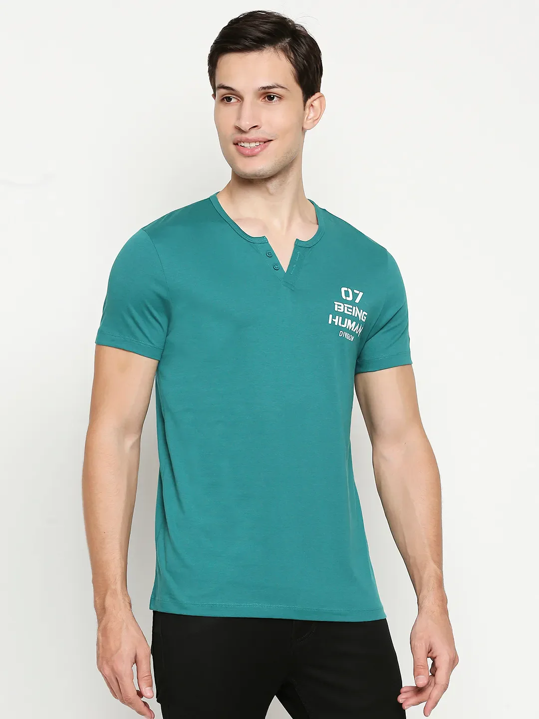 Green Regular Fit Men's Short Sleeves T-Shirt by Being Human Clothing - Image 3