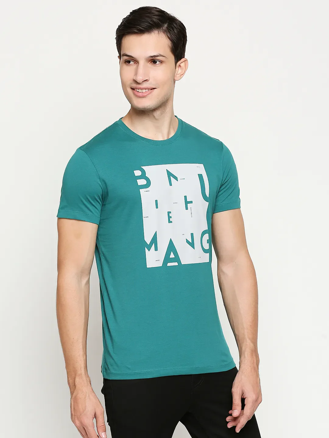 Green Regular Fit Men's Short Sleeves T-Shirt by Being Human Clothing - Image 3