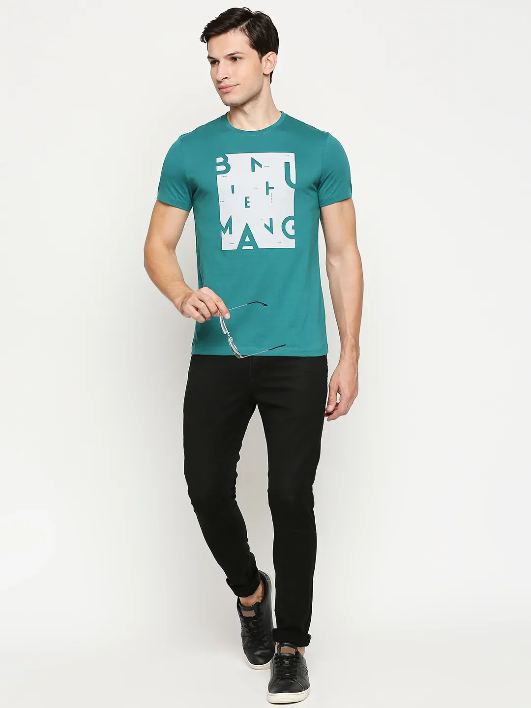 Green Regular Fit Men's Short Sleeves T-Shirt by Being Human Clothing - Image 6