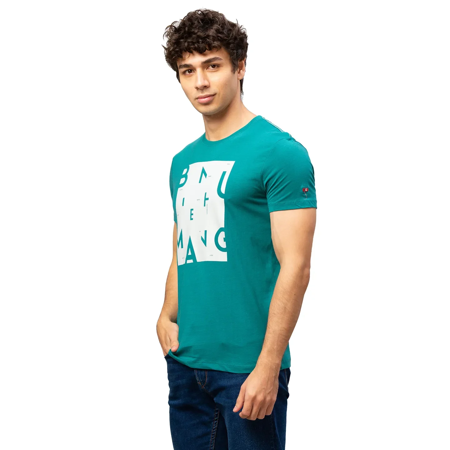 Green Regular Fit Men's Short Sleeves T-Shirt by Being Human Clothing - Image 4