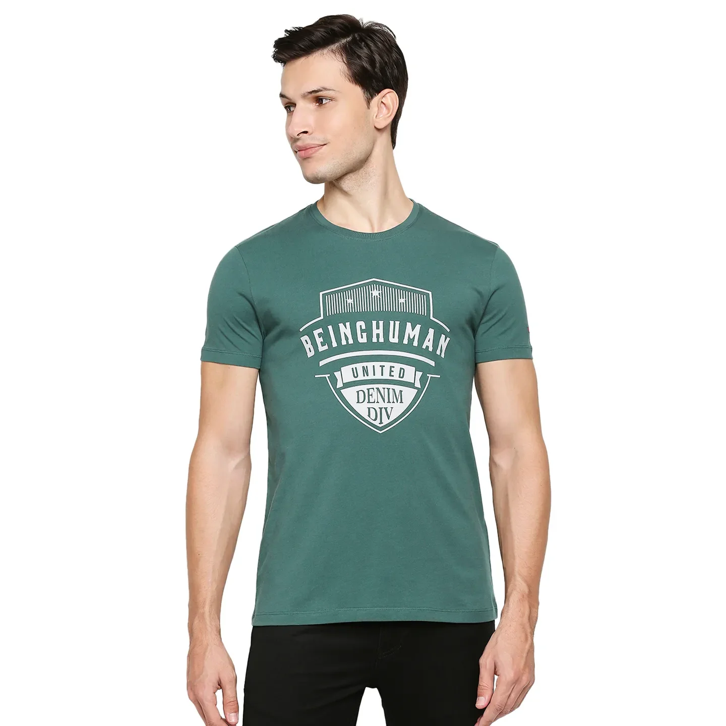 Green Regular Fit Men's Short Sleeves T-Shirt by Being Human Clothing