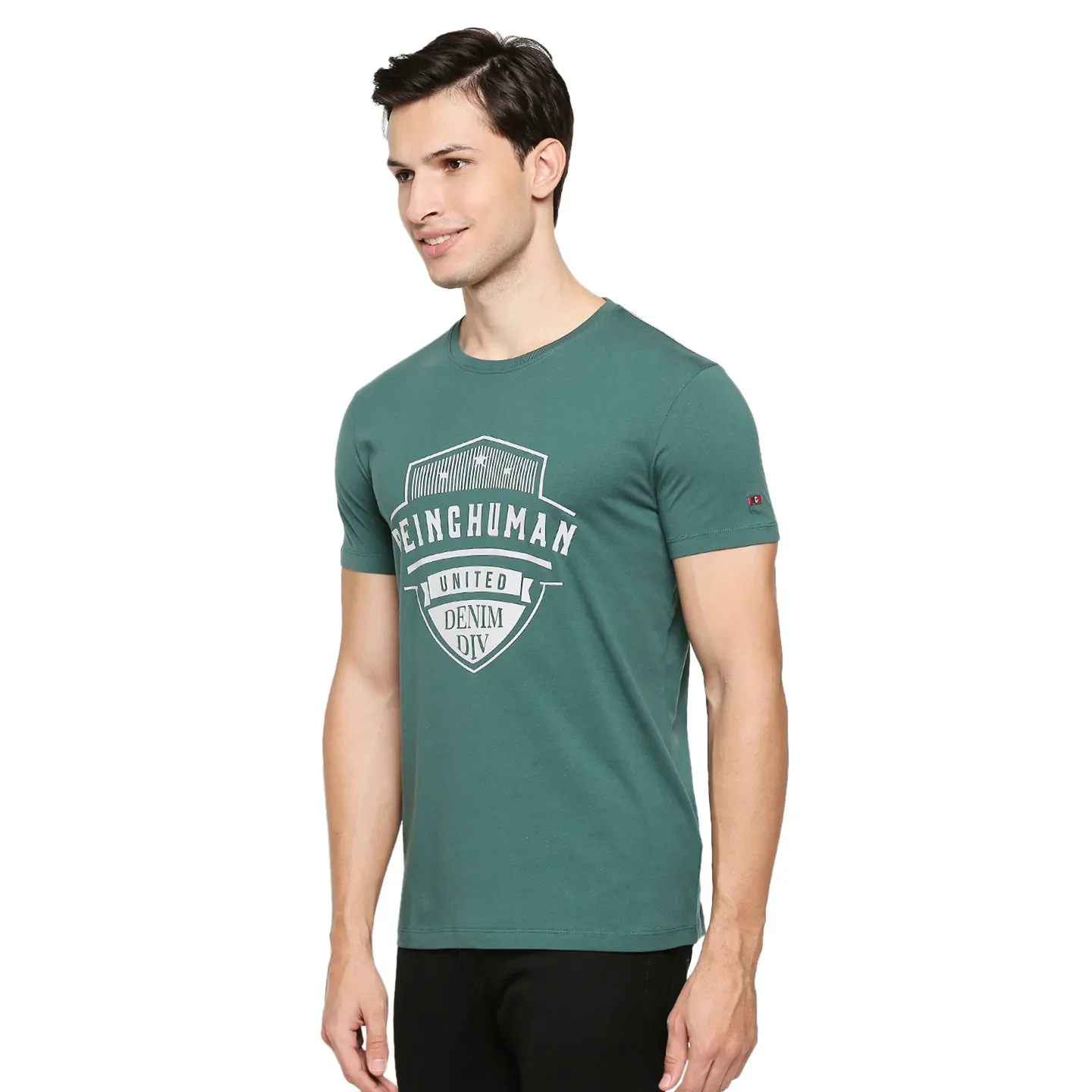 Green Regular Fit Men's Short Sleeves T-Shirt by Being Human Clothing - Image 2