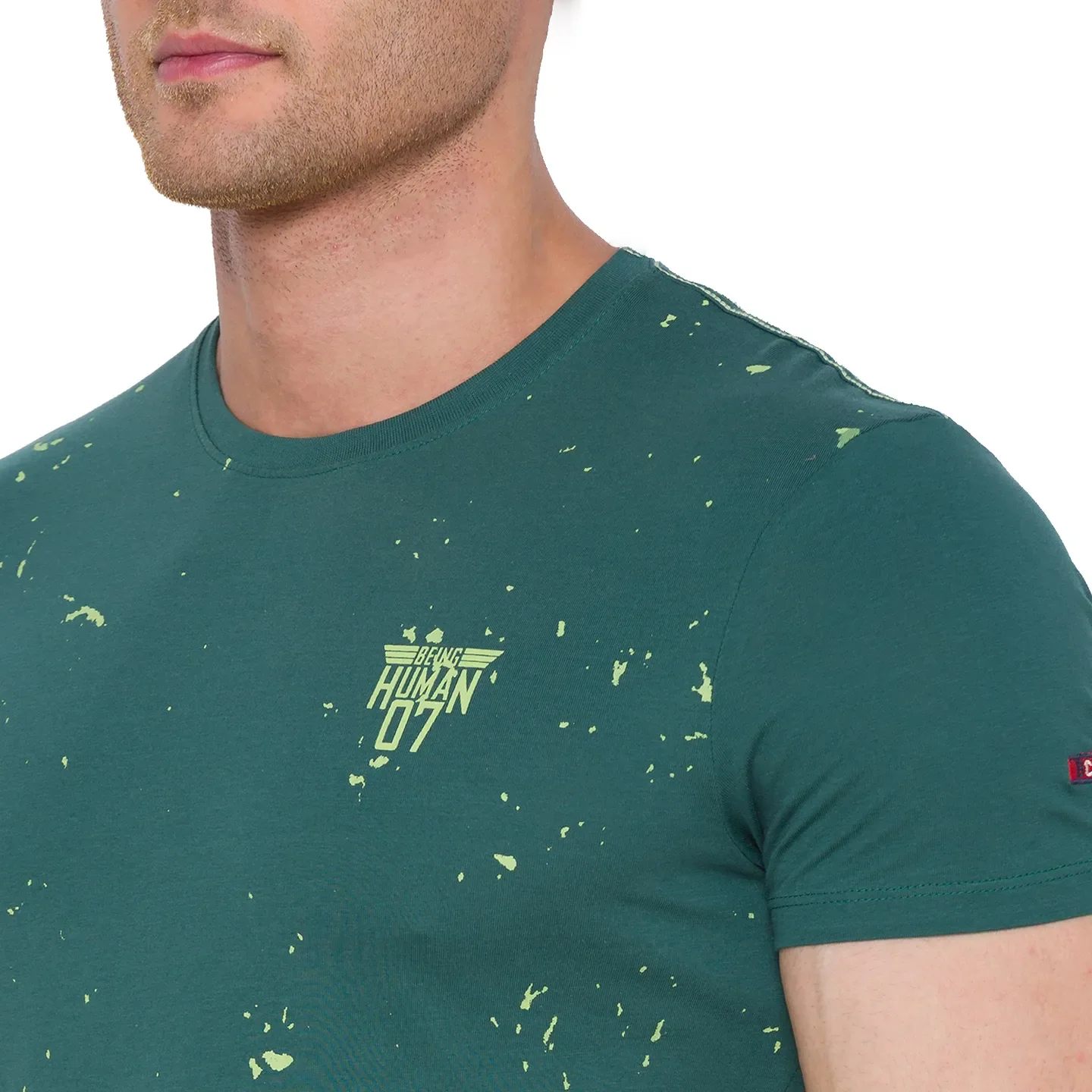 Green Regular Fit Men's Short Sleeves T-Shirt by Being Human Clothing - Image 4