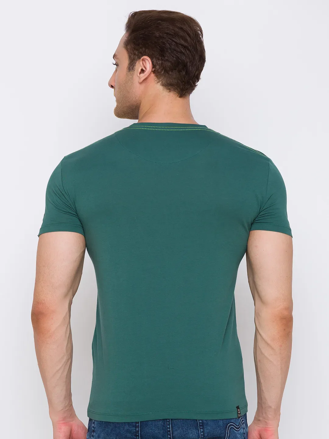 Green Regular Fit Men's Short Sleeves T-Shirt by Being Human Clothing - Image 11