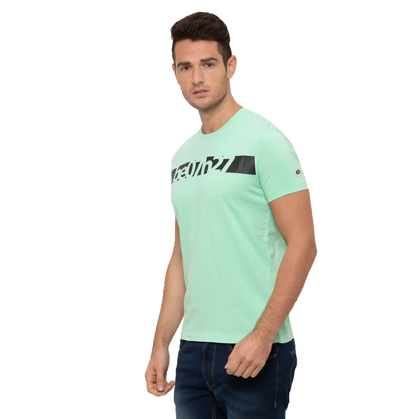 Bright Green Regular Fit Round Neck Men's T-Shirt by Being Human Clothing - Image 2