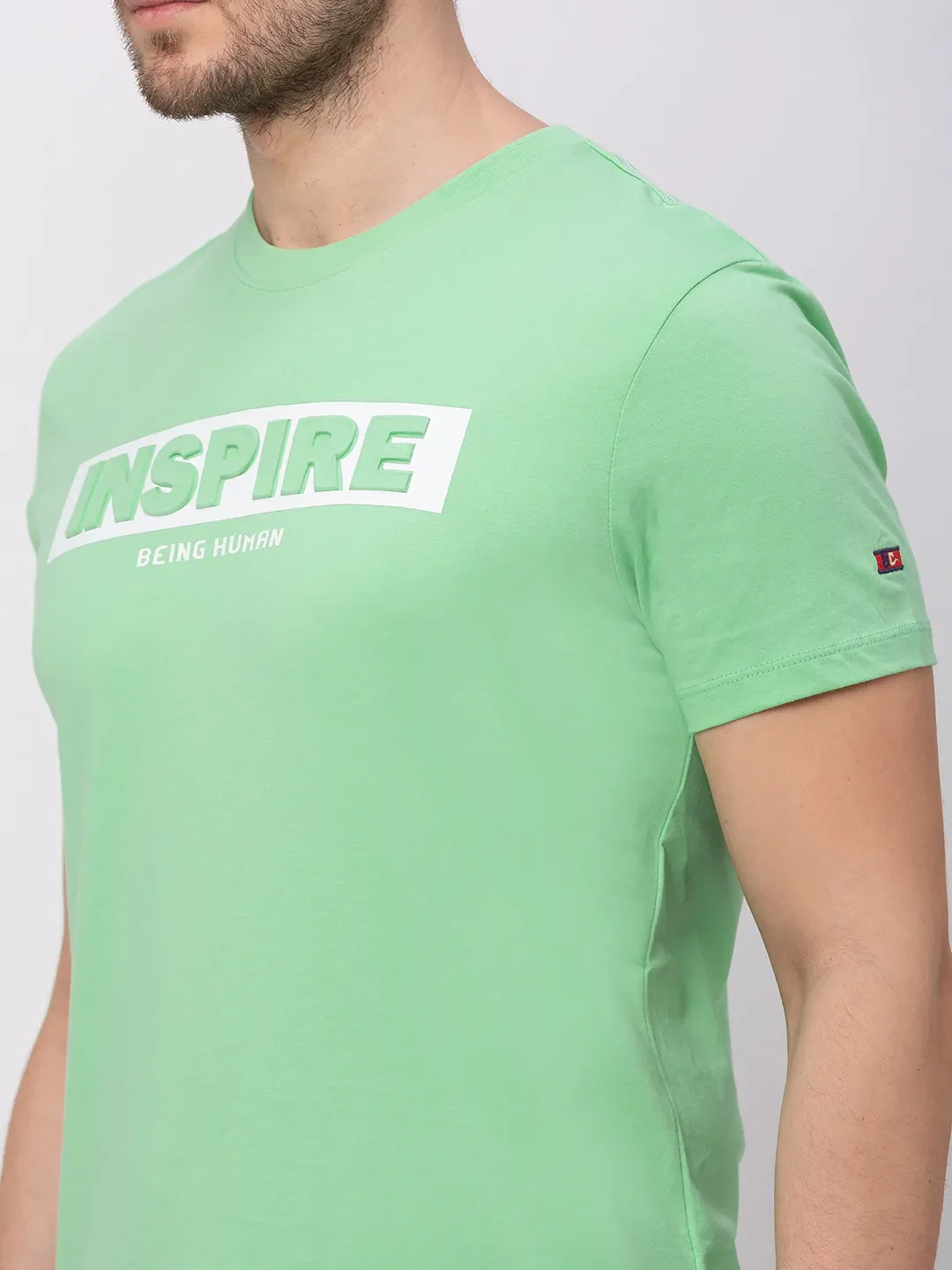 Green Regular Fit Men's Short Sleeves T-Shirt by Being Human Clothing - Image 3
