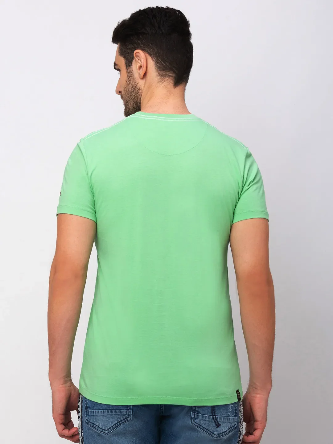 Green Regular Fit Men's Short Sleeves T-Shirt by Being Human Clothing - Image 6