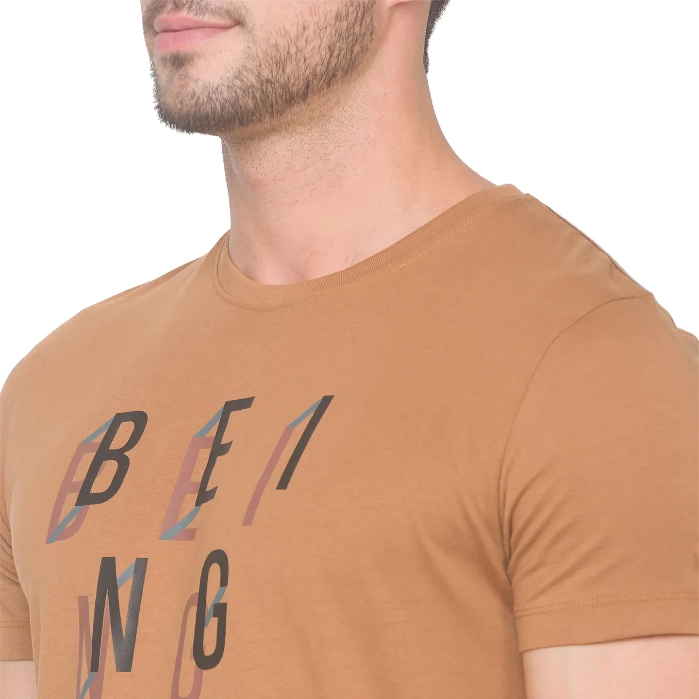 Brown Regular Fit Men's Short Sleeves T-Shirt by Being Human Clothing - Image 4