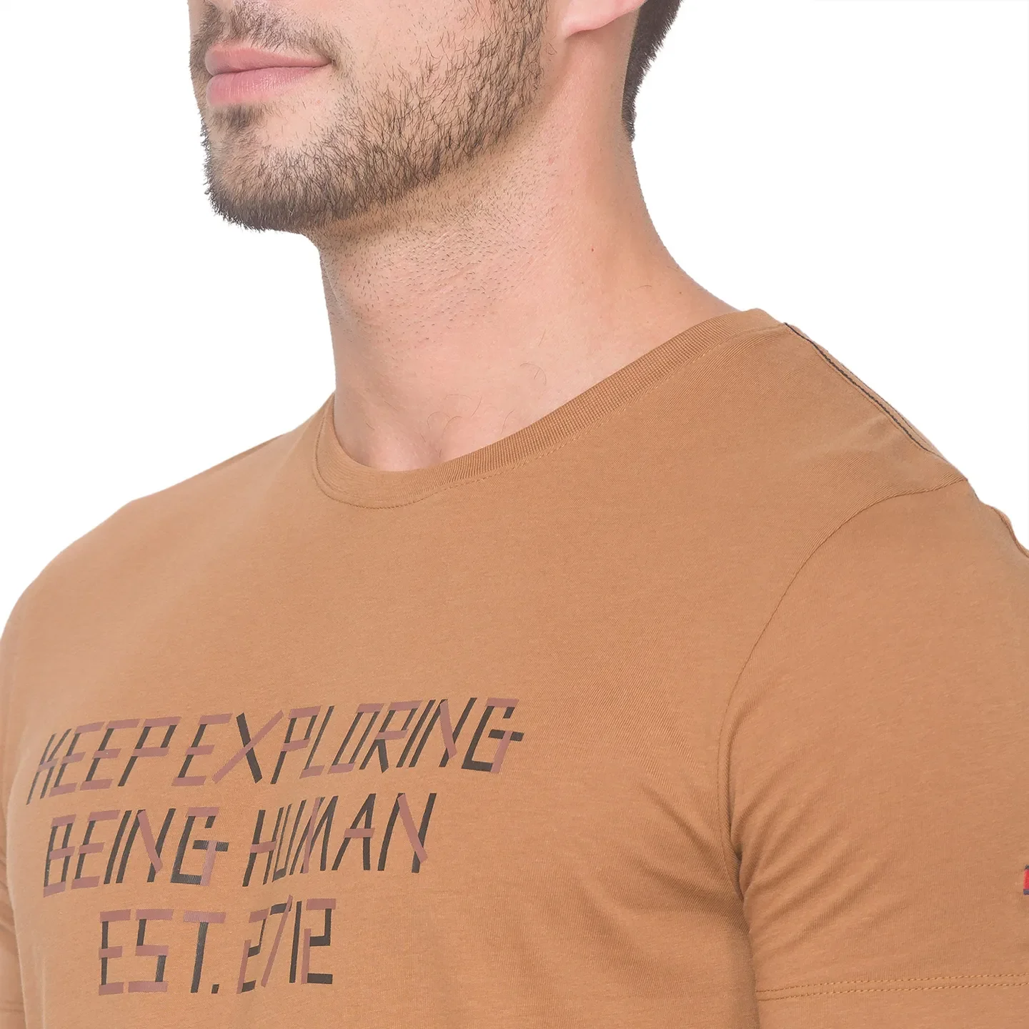 Brown Regular Fit Men's Short Sleeves T-Shirt by Being Human Clothing - Image 4