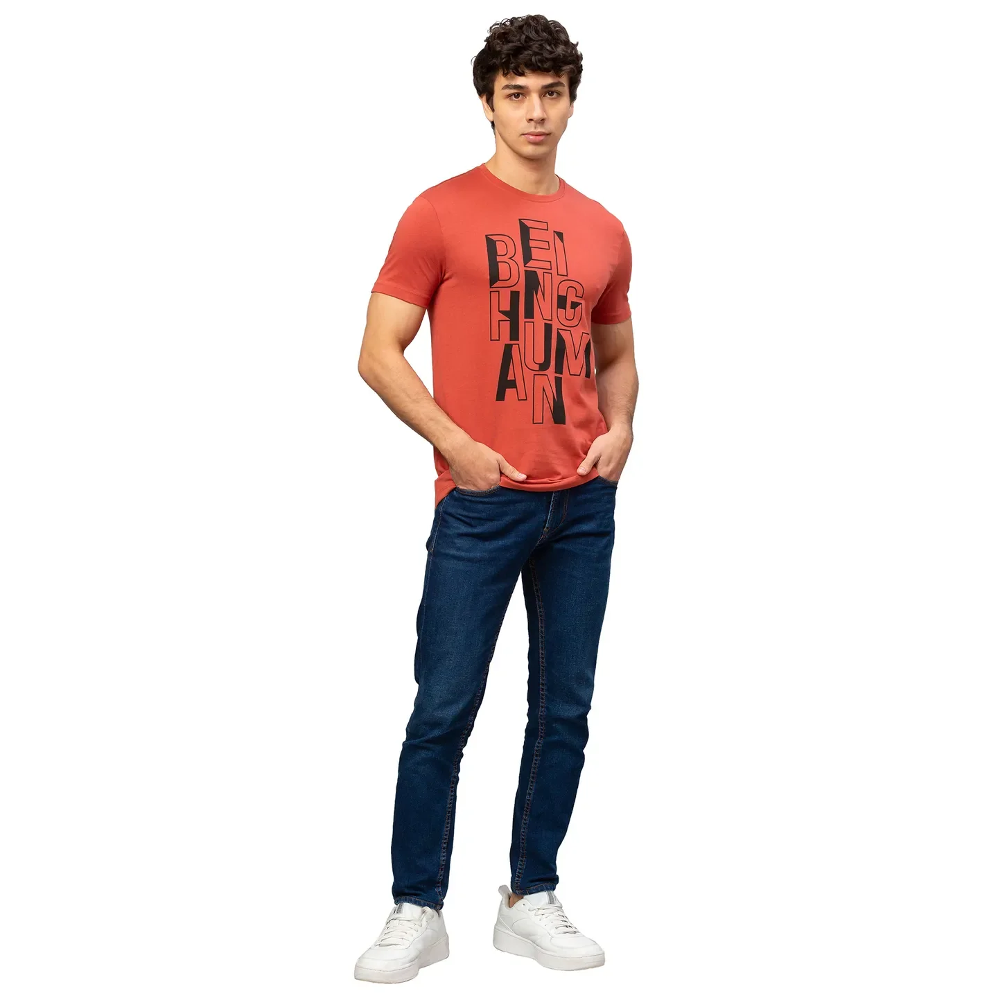 Red Regular Fit Men's Short Sleeves T-Shirt by Being Human Clothing - Image 2