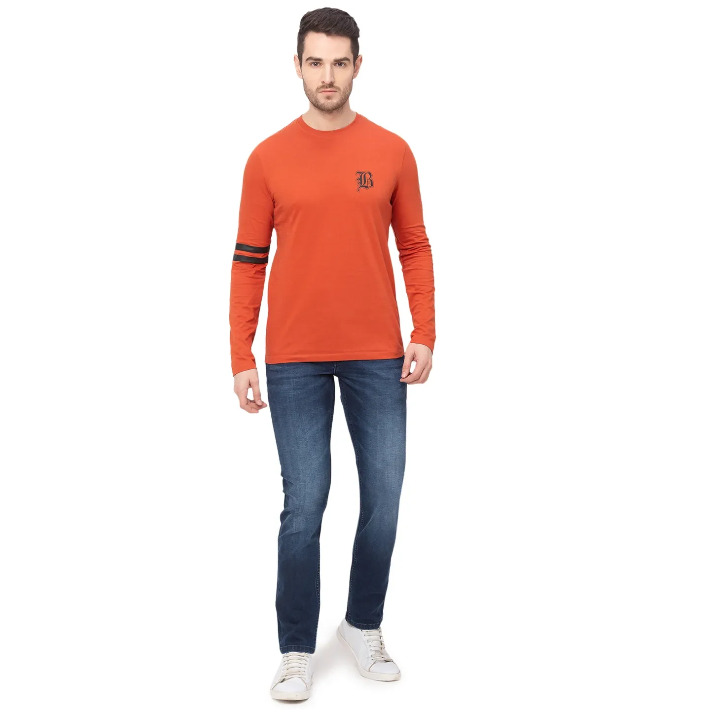 Red Regular Fit Men's Long Sleeves T-Shirt by Being Human Clothing - Image 5