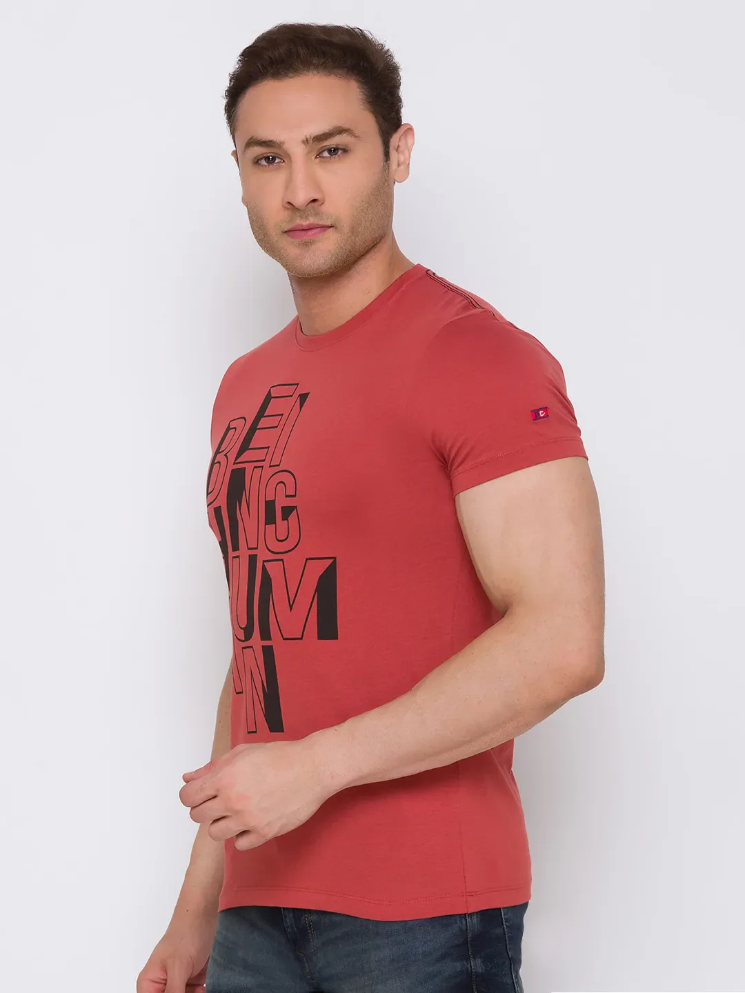 Red Regular Fit Men's Short Sleeves T-Shirt by Being Human Clothing - Image 4