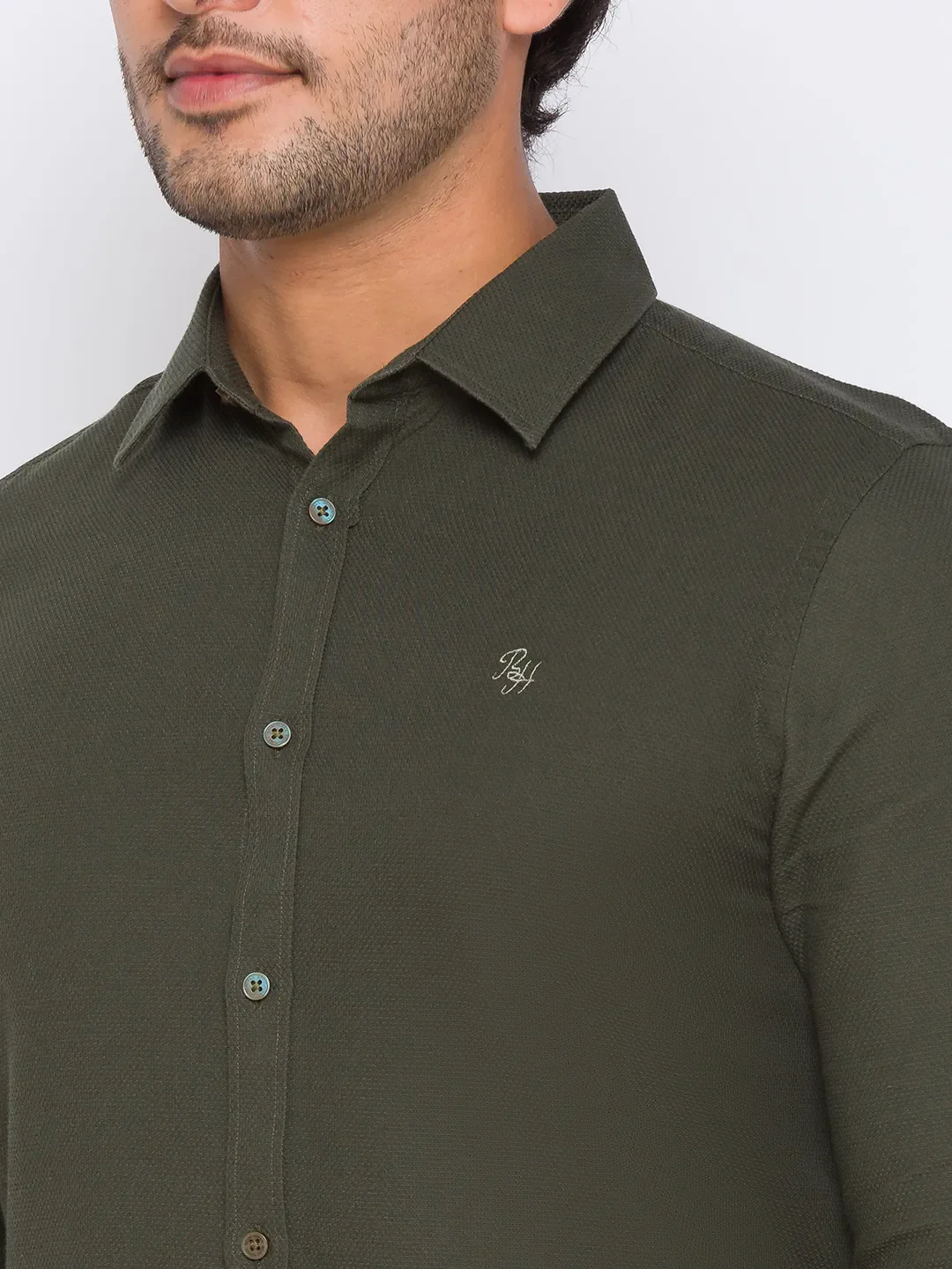 Green Regular Fit Men's Long Sleeves T-Shirt by Being Human Clothing - Image 7