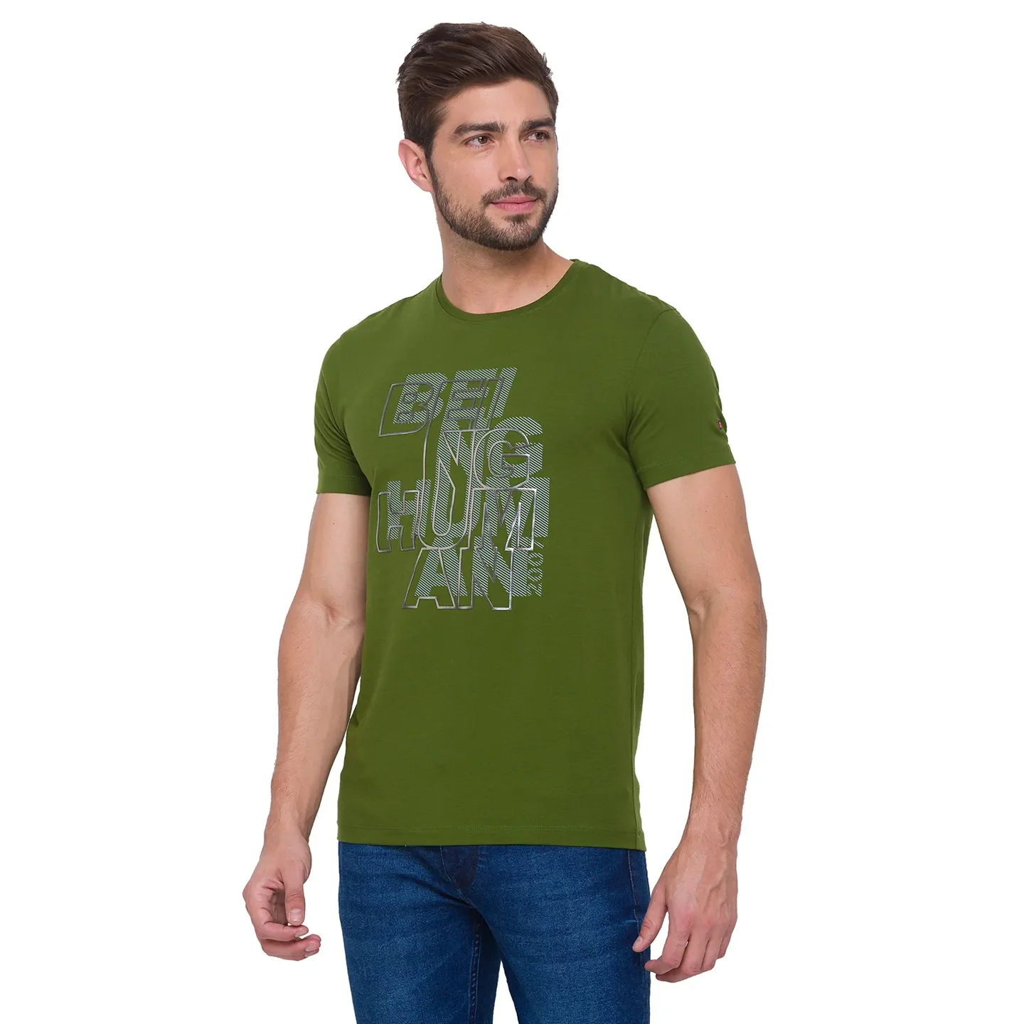 Cactus Green Regular Fit Round Neck Men's T-Shirt by Being Human Clothing - Image 3