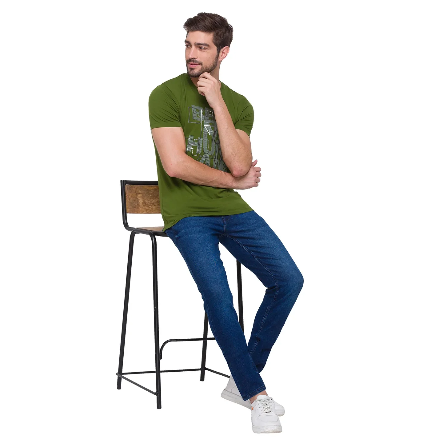 Cactus Green Regular Fit Round Neck Men's T-Shirt by Being Human Clothing - Image 5