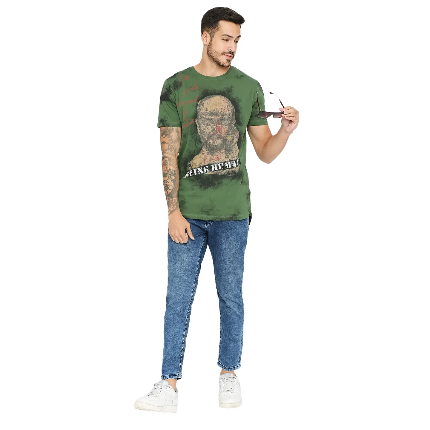 Cactus Green Regular Fit Round Neck Men's T-Shirt by Being Human Clothing - Image 6