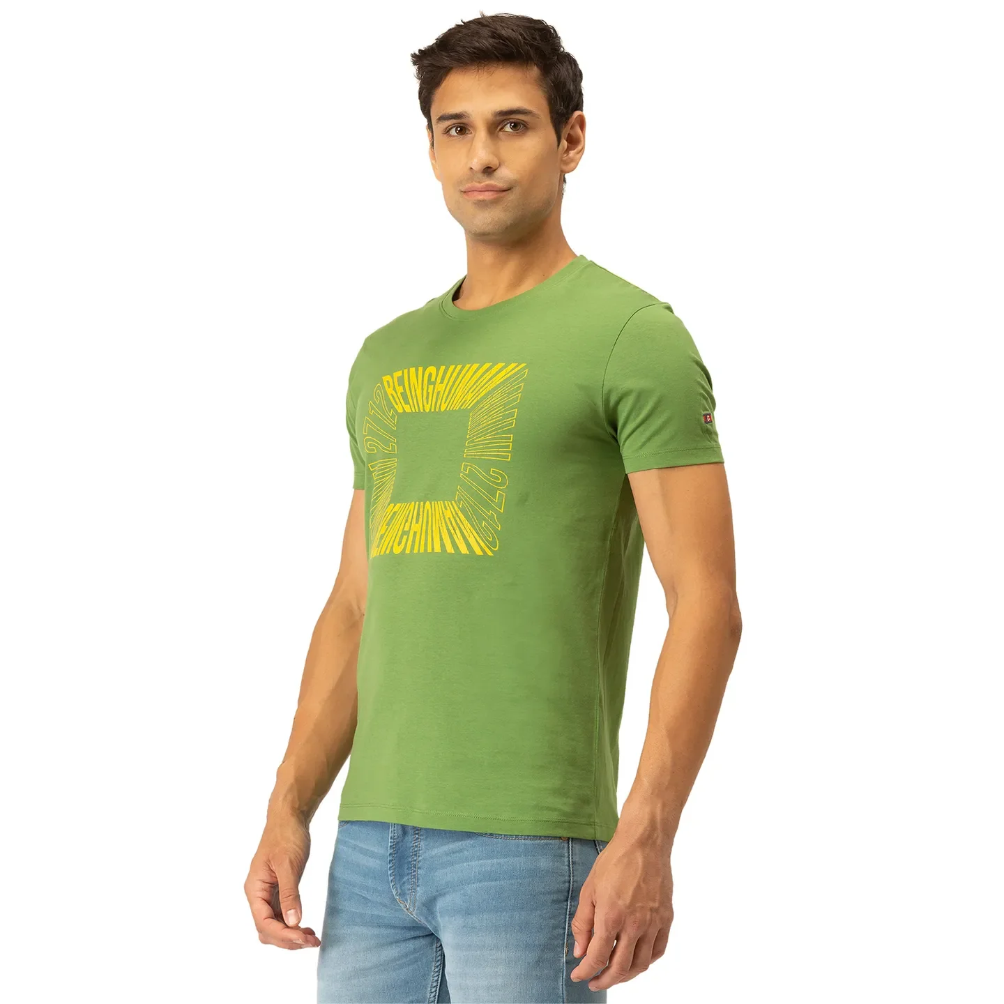 Green Regular Fit Men's Short Sleeves T-Shirt by Being Human Clothing - Image 2