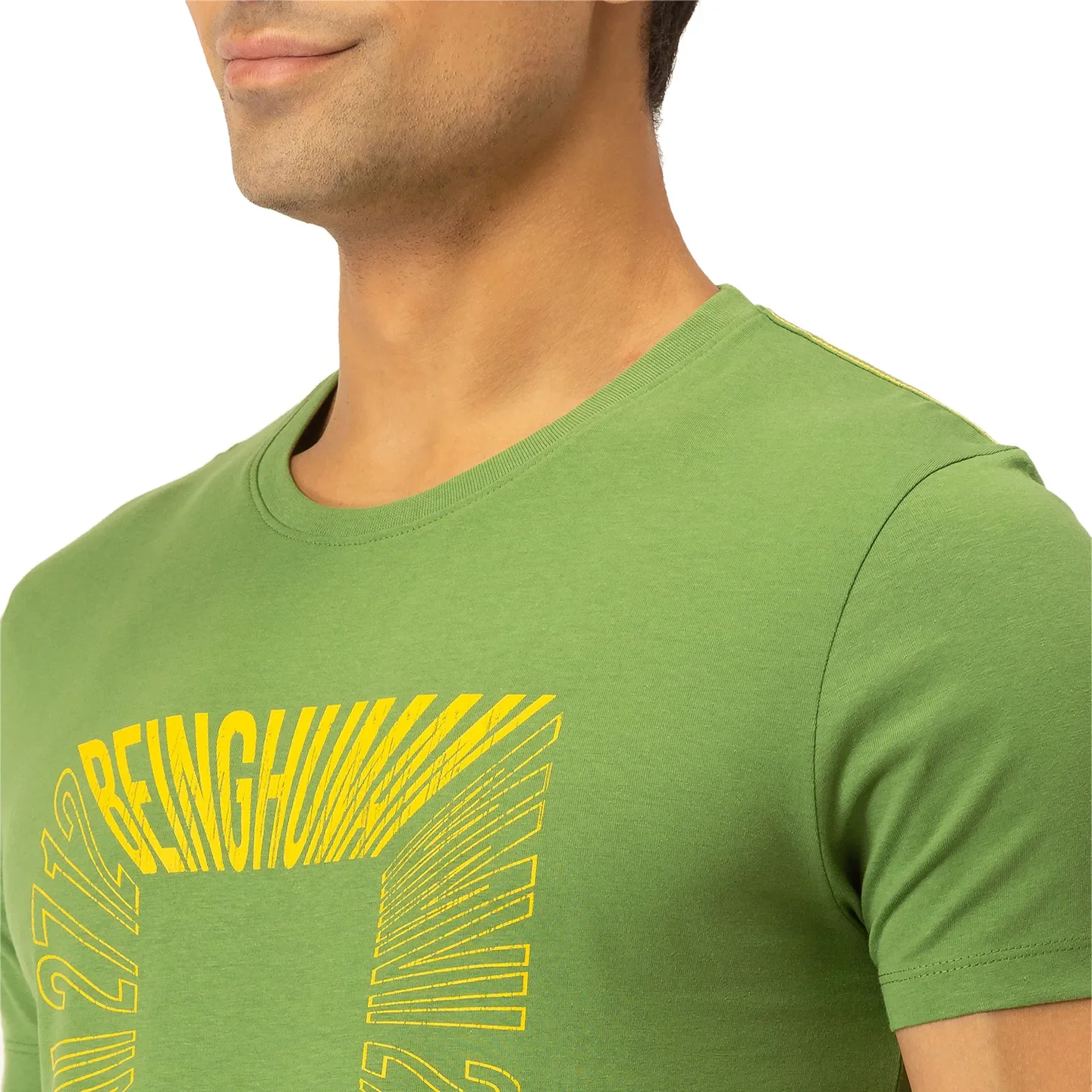 Green Regular Fit Men's Short Sleeves T-Shirt by Being Human Clothing - Image 4