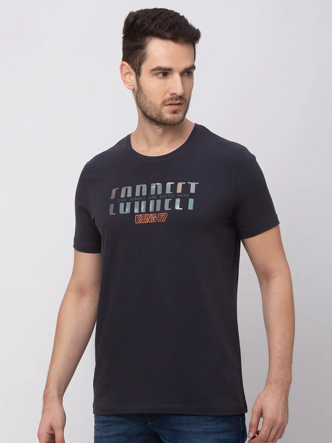 Grey Regular Fit Men's Short Sleeves T-Shirt by Being Human Clothing - Image 3
