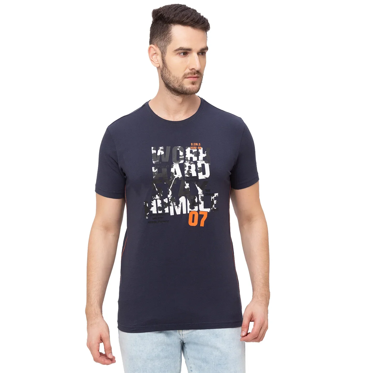 Grey Regular Fit Men's Short Sleeves T-Shirt by Being Human Clothing