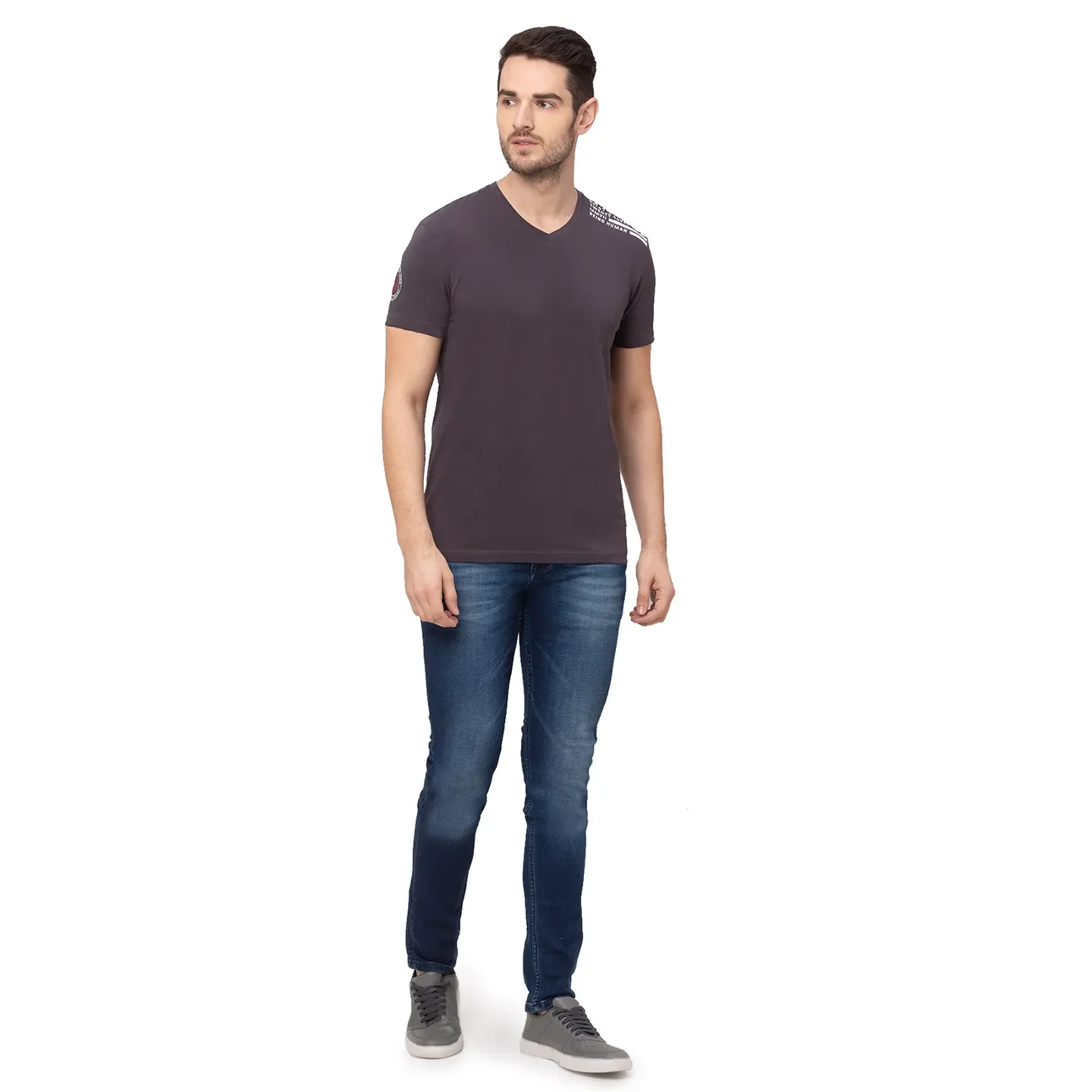 Grey Regular Fit Men's Short Sleeves T-Shirt by Being Human Clothing - Image 5