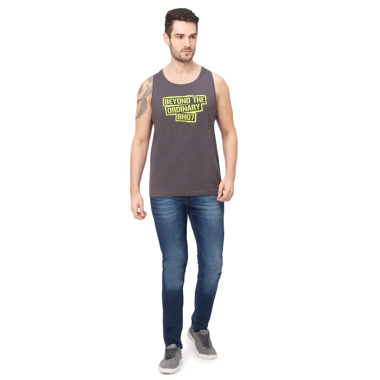 Charcoal Regular Fit Round Neck Men's T-Shirt by Being Human Clothing - Image 2