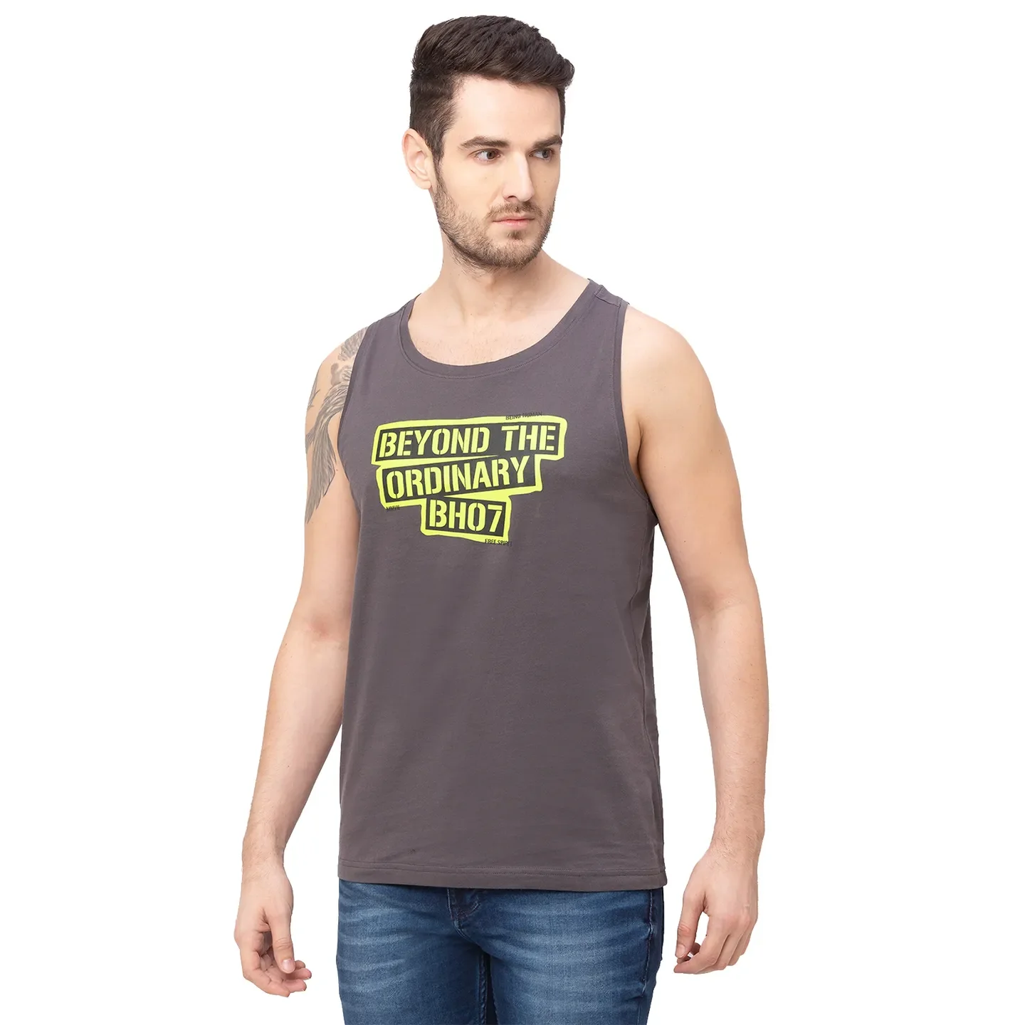 Charcoal Regular Fit Round Neck Men's T-Shirt by Being Human Clothing - Image 4