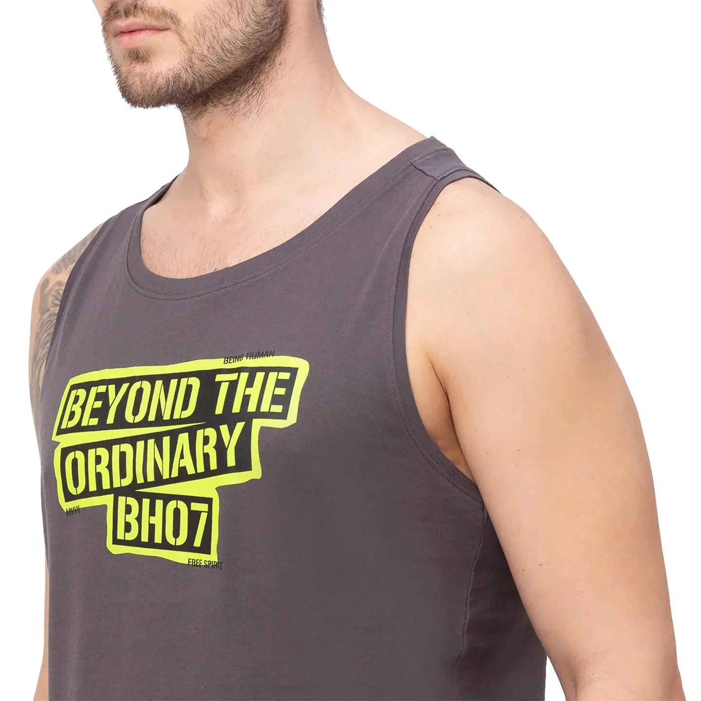Charcoal Regular Fit Round Neck Men's T-Shirt by Being Human Clothing - Image 5