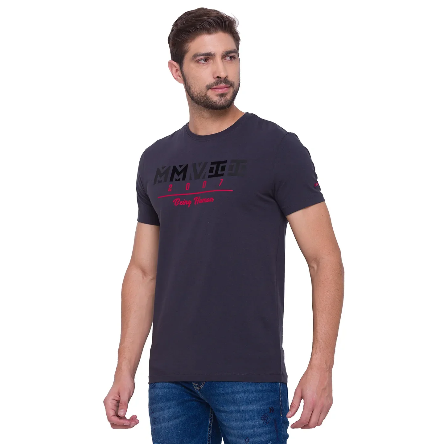 Grey Regular Fit Men's Short Sleeves T-Shirt by Being Human Clothing - Image 2