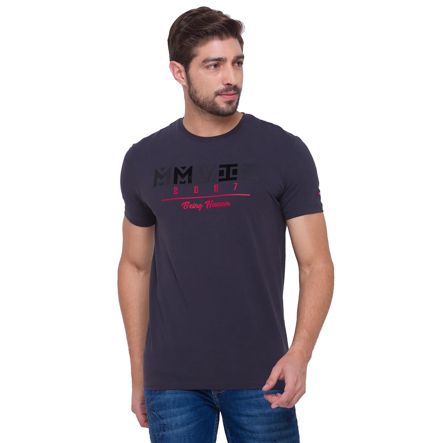 Grey Regular Fit Men's Short Sleeves T-Shirt by Being Human Clothing - Image 4