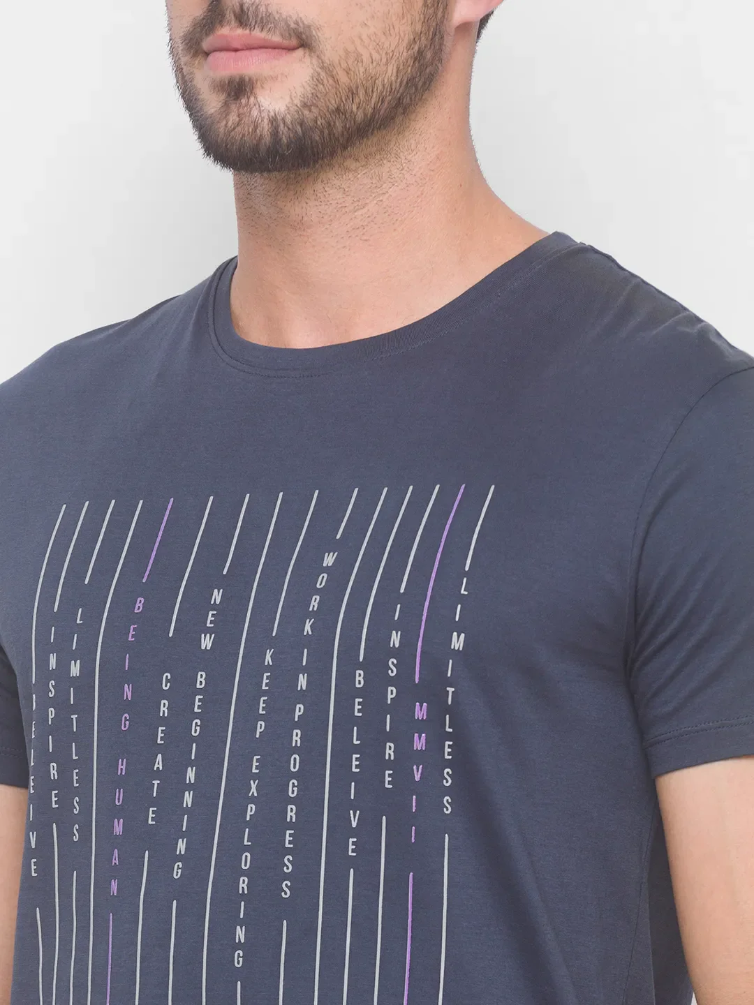 Charcoal Regular Fit Round Neck Men's T-Shirt by Being Human Clothing - Image 11