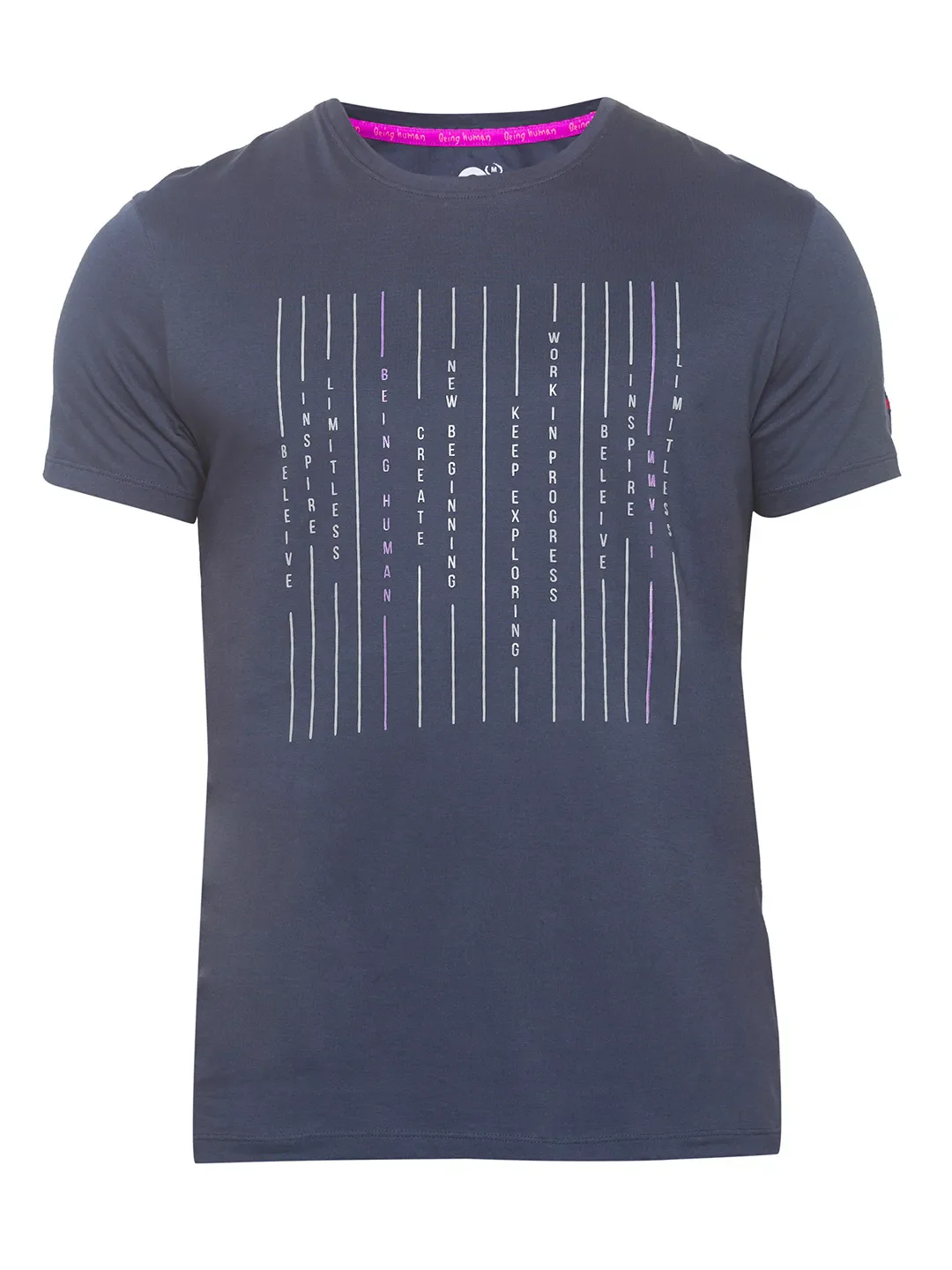 Charcoal Regular Fit Round Neck Men's T-Shirt by Being Human Clothing - Image 6