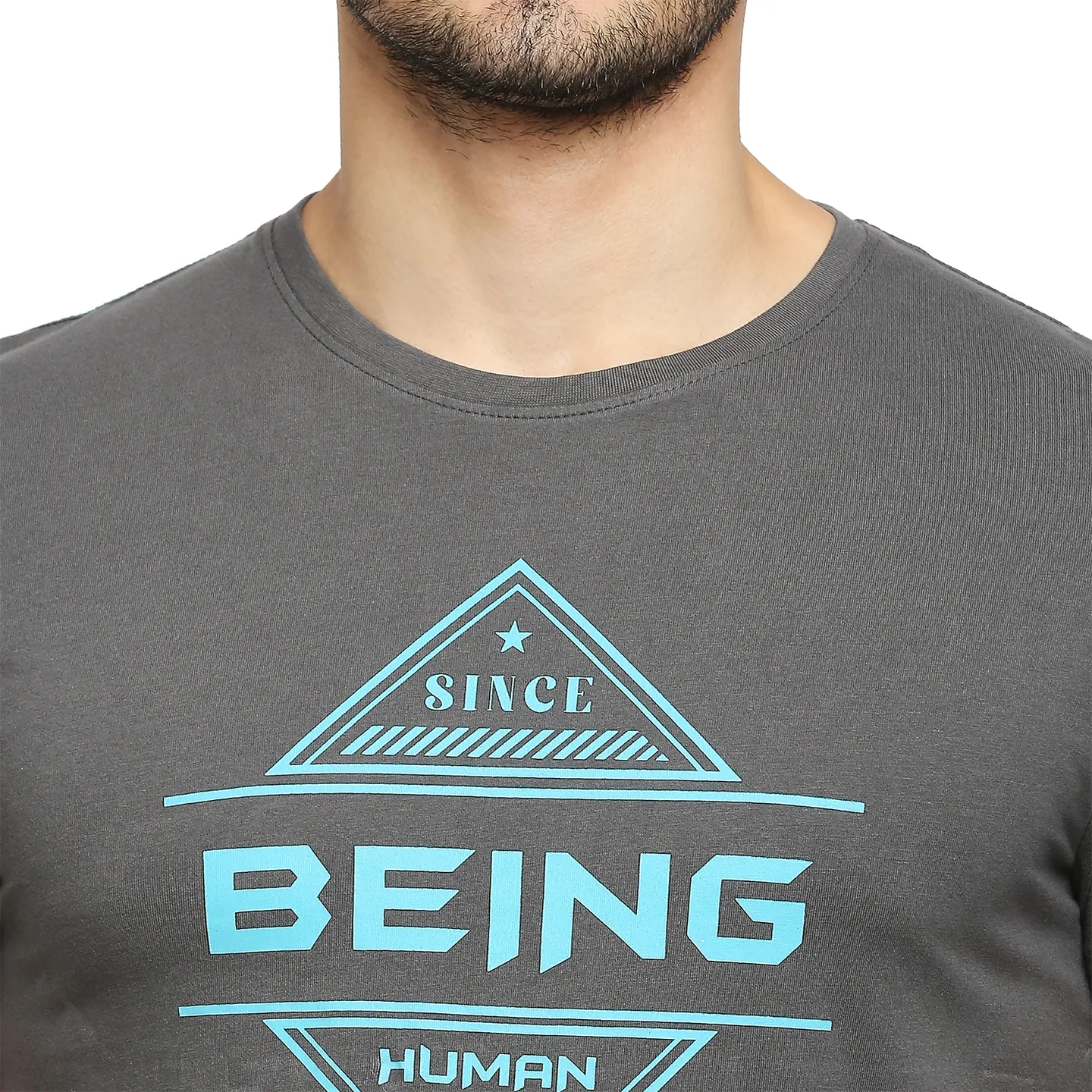 Charcoal Regular Fit Round Neck Men's T-Shirt by Being Human Clothing - Image 5