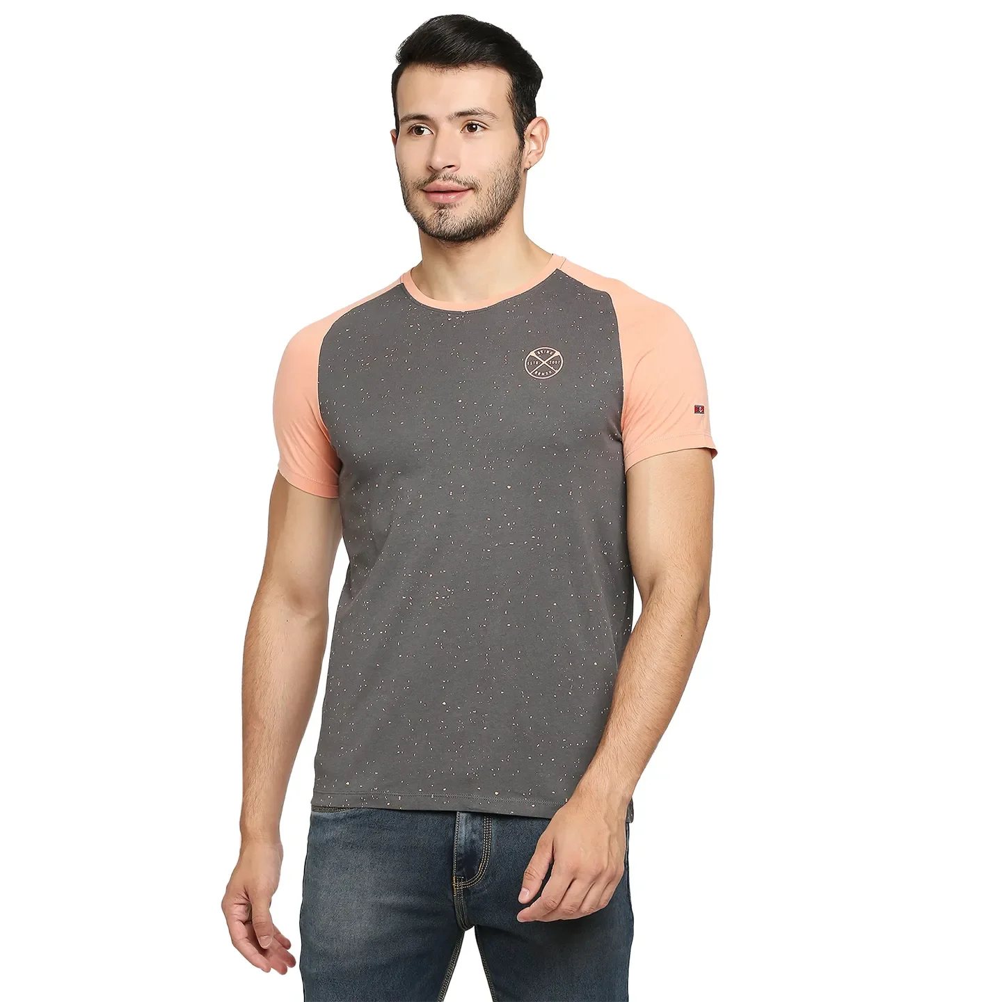 Charcoal Regular Fit Round Neck Men's T-Shirt by Being Human Clothing