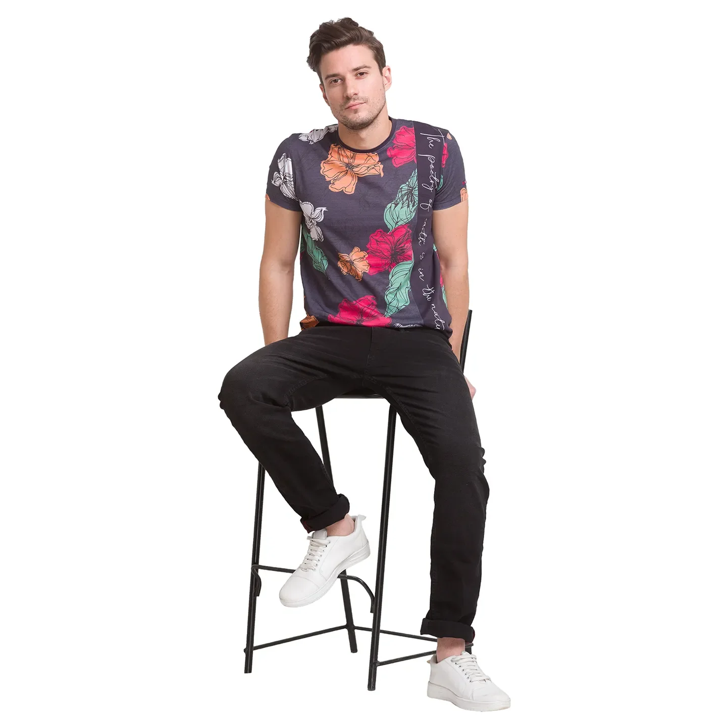 Charcoal Regular Fit Round Neck Men's T-Shirt by Being Human Clothing - Image 9