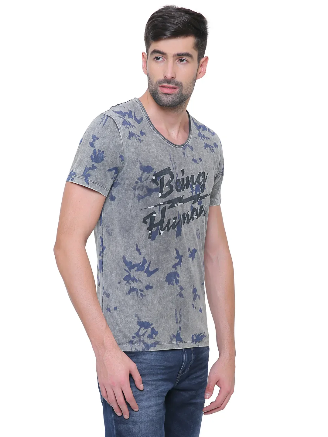 Grey Regular Fit Men's Short Sleeves T-Shirt by Being Human Clothing - Image 4